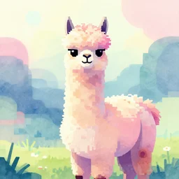 pastel alpaca. heavily stylized pixel art by award - winning digital artist, ( ( ( watercolor ) ) ), geometric, cinematic lighting, 6 4 bit.