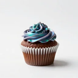 iridescent cupcake, professional product shot, isolated on a pure white background, centered, entire object in frame, sharp focus, soft studio lighting