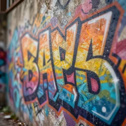 graffiti wall closeup, shallow depth of field, highly detailed, digital painting, trending artstation, concept art, illustration, cinematic lighting, vibrant colors, photorealism, epic, octane render