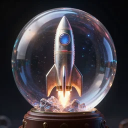 cosmic rocket inside crystall ball, stunning 8 k octane comprehensive 3 d render, inspired by istvan sandorfi & greg rutkowski & unreal engine, perfect symmetry, dim volumetric cinematic lighting, extremely hyper - detailed, stunning light reflections, incredibly real lifelike attributes & flesh texture, intricate, masterpiece, artstation, stunning, 8 5 mm f 1. 4
