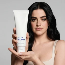 Lana del rey in a hand cream commercial, photorealistic, detailed, studio