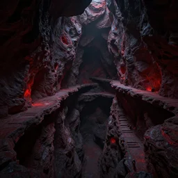 dark, deep webway of murky caves, overlapping rock walkways, extremely intricate, reddish lava highlights, greg rutkowski, darek zabrocki, marcin rubinkowski, lorenzo lanfranconi, oleg zherebin, karlkka, trending on artstation