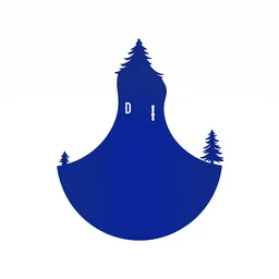 A minimalist flag representing Idaho's Salmon River mountain valley, vector graphic, vexillology, cobalt, spruce, and white color scheme,