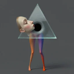 a post - minimalism portrait of a magical triangle glass head, extremely long forehead being sucked into a black hole, with very long legs vibrant color scheme, highly detailed, in the style of romanticism, cinematic, artstation, moebius, greg rutkowski