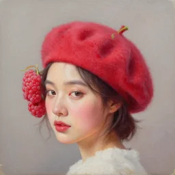 a beautiful painting of a raspberry beret