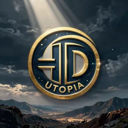 HD, logo of the intergalactic civilization of Utopia, in the style of futuristic artist