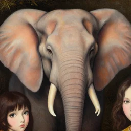 elephant rock alula portrait painted in renaissance style drawn by vania zouravliov and takato yamamoto, inspired by fables, china doll face, smooth face feature, intricate oil painting, high detail, sharp high detail, manga and anime 2 0 0 0