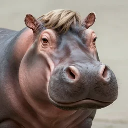 a hippo with the face of angela merkel, artstation