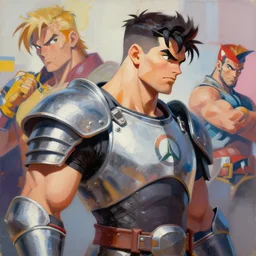 greg manchess portrait painting of partially armored guile from street fighter as overwatch character, medium shot, asymmetrical, profile picture, organic painting, sunny day, matte painting, bold shapes, hard edges, street art, trending on artstation, by huang guangjian and gil elvgren and gerald brom