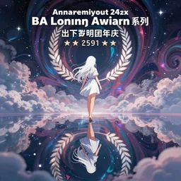 white haired girl walking in cloud pondnight, fractal dreamscape, cinematic, mirror reflection, vibrant colors, digital anime illustration, award winning,