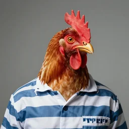prisoner that is wearing a chicken head
