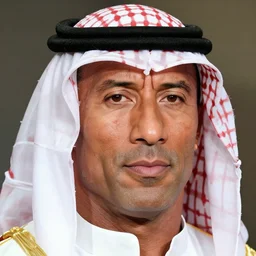 dwayne the rock johnson in sauidi clothes 4 k, highly detailed face, detailed eyes