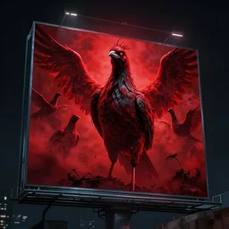movie poster of a horror movie about killer birds, dark background, red smoke, commercial billboard, hyperdetailed, artstation, cgsociety, 8 k