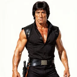 an illustration of Stallone as Rambo by Yoji Shinkawa