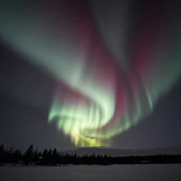 stunning aurora borealis, black white and red color scheme
