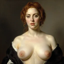 a portrait of christina hendricks body by gustave courbet,