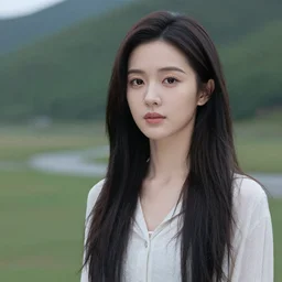 a portrait of a character in a scenic environment by lulu chen