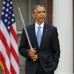 obama with a sword