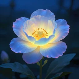 Luminescent flower blooming at twilight, cgsociety, r /art, trending on artstation, artstationHD, octane render, highly detailed, cel-shaded, vray
