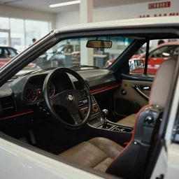 1980 Grand National GNX BMW M1, inside of an auto dealership, ektachrome photograph, volumetric lighting, f8 aperture, cinematic Eastman 5384 film