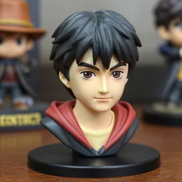 a collectible figurine of daniel radcliffe as harry potter, head and shoulders, figma, beautiful, detailed, very expensive, expressive, realistic, good lighting, amazing quality, anime style, on the table, photo,