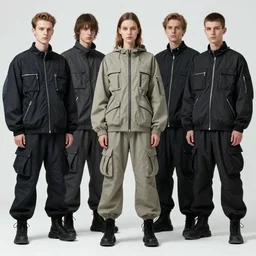a full body portrait by nick knight artgerm, philippe druillet greg rutkowski and of a russian girl detailed features wearing cargo streetwear - lots of zippers, pockets, synthetic materials, chic'techno fashion trend by issey miyake and balenciaga 8 k