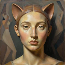 detailed portrait in femininity, realistic face sculpted features, ethnic, exotic, clear eyes, statuesque, feline, warm glowing skin, arabic, chiaroscuro, tangible, angular impressionism, arabesque backdrop, contemporary, modern fashion, natural colors, greg rutkowski and gaston bussiere and craig mullins and j. c. leyendecker