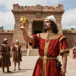 spanish conquer soldier francisco pizarro holding golden cup on a inca temple, greg rutkowski, zabrocki, karlkka, jayison devadas, trending on artstation, 8 k, pincushion lens effect