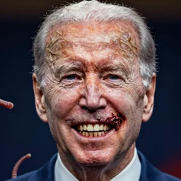 a portrait of joe biden's, flesh eating worms, macabre, horror saw teeth, horror rotten teeth, peeling face skin, by donato giancola and greg rutkowski and wayne barlow and zdzisław beksinski, realistic face, visible face, digital art, artstation, symmetry