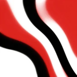 abstract curvy flat illustration, solid color using only red black and white
