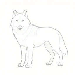 professional digital art of a full-body outline of a wolf, very simple, white, white background, high quality, HD, 8K,