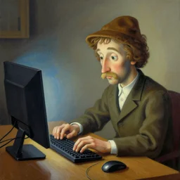 gamer computer painting by rene magritte, high detail, high resolution