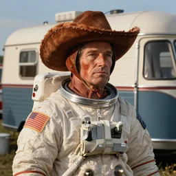 redneck astronaut gillparty in trailer park, detailed, cinematic photo