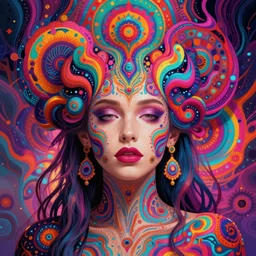 woman having a beautiful psychedelic psychotic mental breakdown, mental pandemonium, intense colours, vibrant and vivid color, digital art, hyper detailed, opulent and exquisite, hyper realistic, intricately detailed, bizarre, surrealism, peter mohrbacher, marc simonetti, jean giraud, victo ngai, rene magritte, 4 k, 8 k