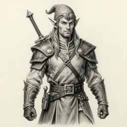 elf ranger, character, dungeons and dragons, pencil art, high quality, trending