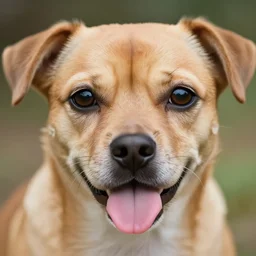 closeup portrait of a small light brown dog tongue on nose, natural light, sharp, detailed face, magazine, press, photo, Steve McCurry, David Lazar, Canon, Nikon, focus