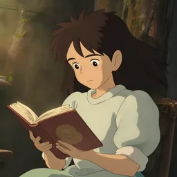 a wholesome animation key shot of a girl reading a book, hair flowing down, studio ghibli, pixar and disney animation, sharp, rendered in unreal engine 5, anime key art by greg rutkowski, bloom, dramatic lighting