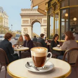 digital painting of a french coffee and brasserie in paris, relax, enjoy, very neat and clear, by studio muti, by jesper ejsing, by james jean, by rossdraws, frank franzzeta, mcbess