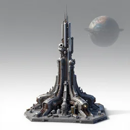 3 d sculpt environment building prop, star citizen, halo, mass effect, elysium, the expanse, high tech industrial, artstation unreal of a technological device in the shape of an industrial tower