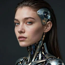 extremely detailed, intricate photo realistic portrait beautiful female android, art by steve mccurry,
