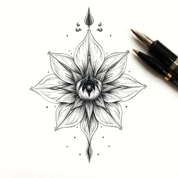 beautiful aesthetic inspirational masterful professional ink pen and watercolor sketch of an occult mystic flower, ultra detailed, fine details, trending on artstation, high quality paper
