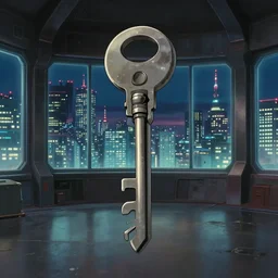 a wholesome animation key shot inside an empty sci - fi apartment that has windows that look out over a futuristic tokyo at night by studio ghibli, animation, sharp, rendered in unreal engine 5, focused, anime key art by greg rutkowski, dramatic lighting, 8 k, highly detailed,