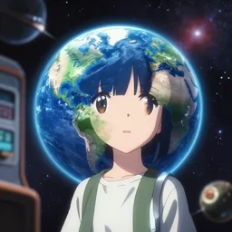 anime portrait of earth - chan!!! on space, arts station, ( ( ( blurred ) ) ), high quality!!! cinematic!!! post - processing effects!!! in the style of omori