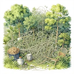 pleasing palette illustration busy cluttered overgrown tangled mess
