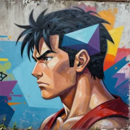 Makoto profile picture by Sachin Teng, asymmetrical, Organic Painting , Street Fighter Third Strike, Powerful, geometric shapes, hard edges, graffiti, street art:2 by Sachin Teng:4
