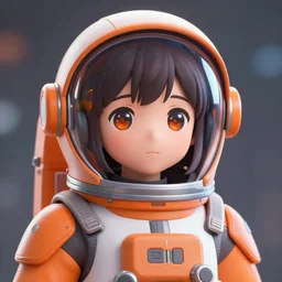 character concept of a girl wearing a futuristic astronaut suit accent color orange. coherent face, cute button anime button eyes. vibrant colors, soft lighting, 8 k, octane render. by makoto shinkai, stanley artgerm lau, wlop, rossdraws, james jean, andrei riabovitchev, marc simonetti, krenz cushart, sakimichan, d & d trending on artstation, digital art.