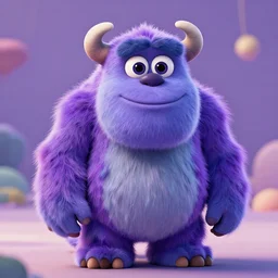 a purple fluffy monster, adorable and cute, pixar, octane render, 4k, monster in middle of picture