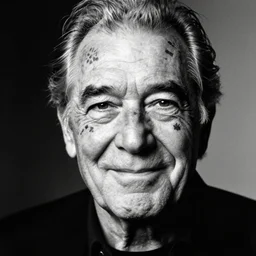 black - and - white photo of an old man with facial tattoos, slight smile, photo by annie leibovitz