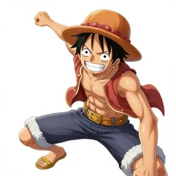 Monkey D Luffy digital illustrator design portrait, bright lighting, wide angle action dynamic portrait