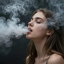 lots of swirling, thick smoke from a young woman's mouth, by conrad roset, digital art, trending on artstation